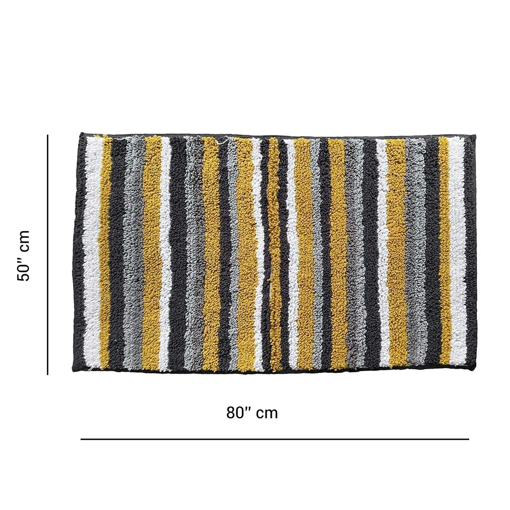 Striped Pattern High Absorbent Yellow Bathmat