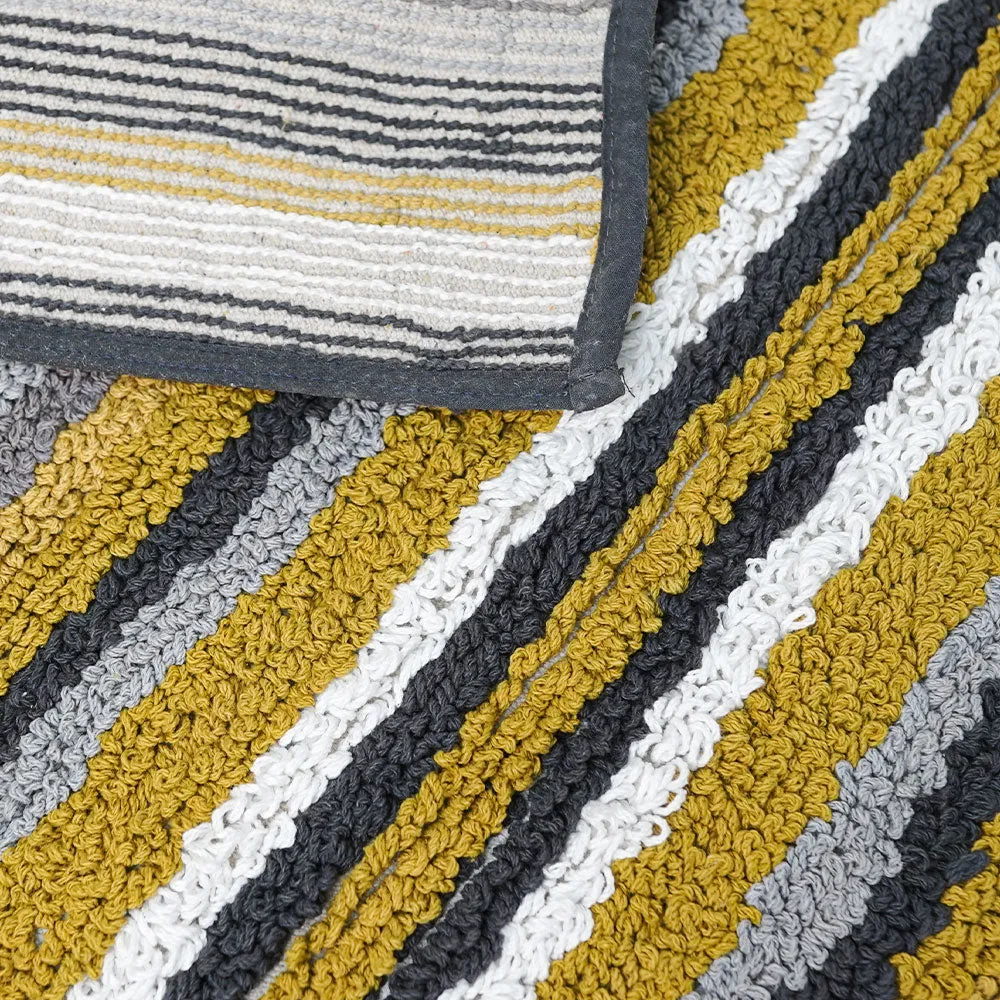 Striped Pattern High Absorbent Yellow Bathmat