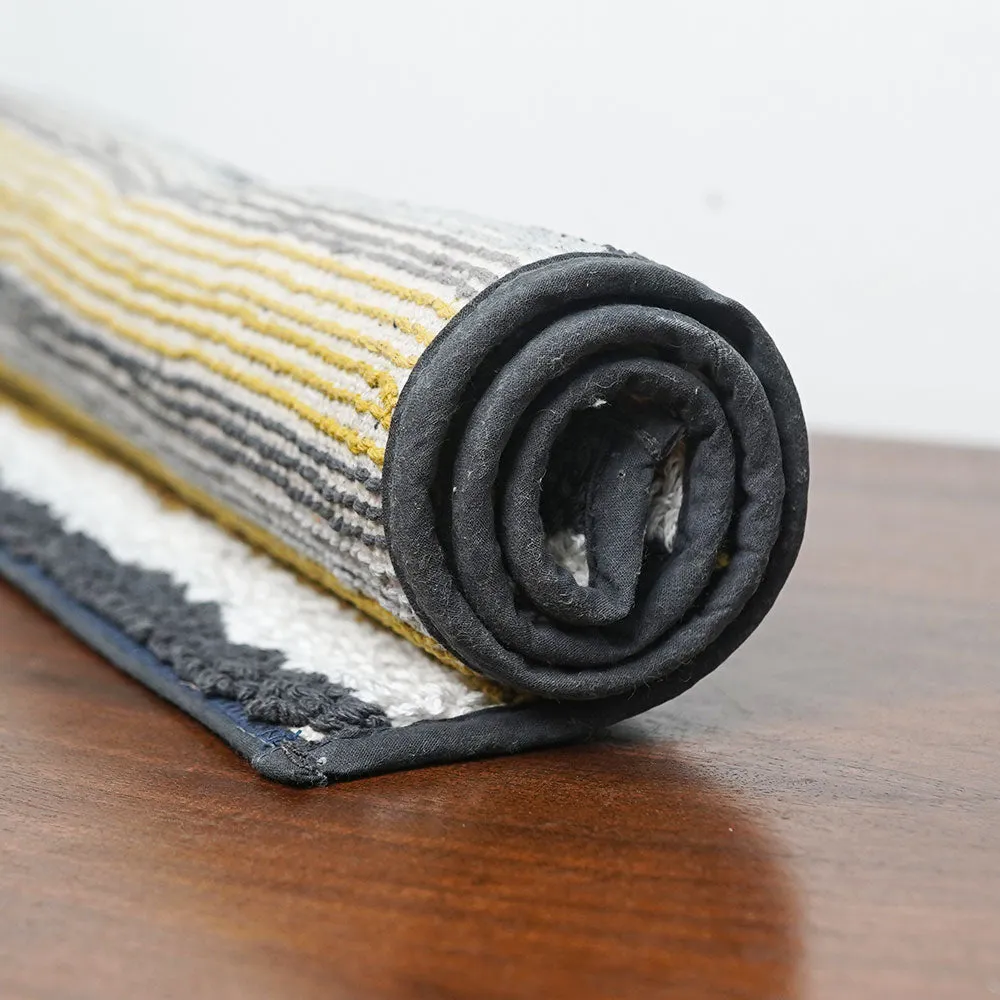 Striped Pattern High Absorbent Yellow Bathmat