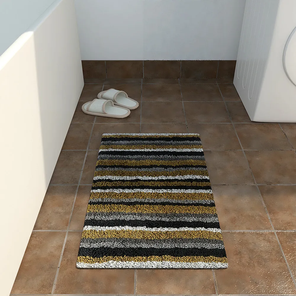 Striped Pattern High Absorbent Yellow Bathmat
