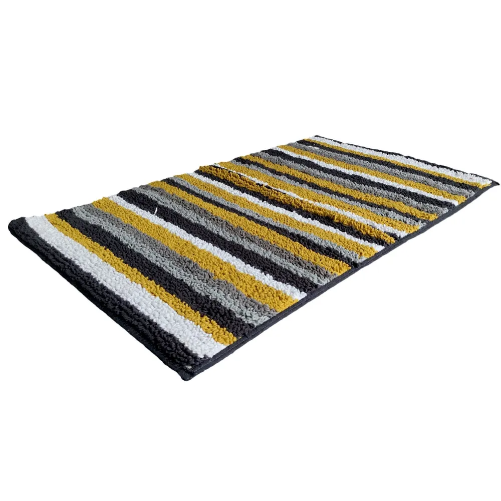 Striped Pattern High Absorbent Yellow Bathmat