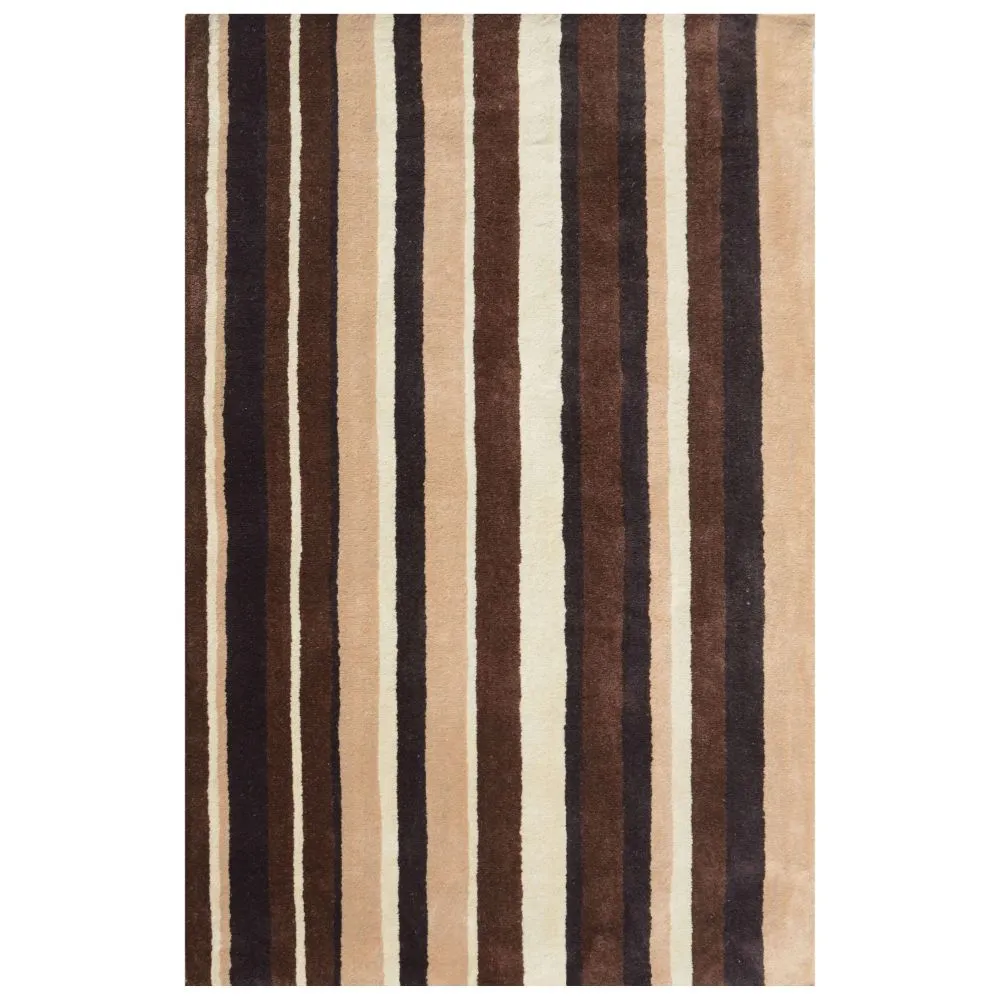 Striped Shades Of Brown Tufted Area Carpet 2X5ft