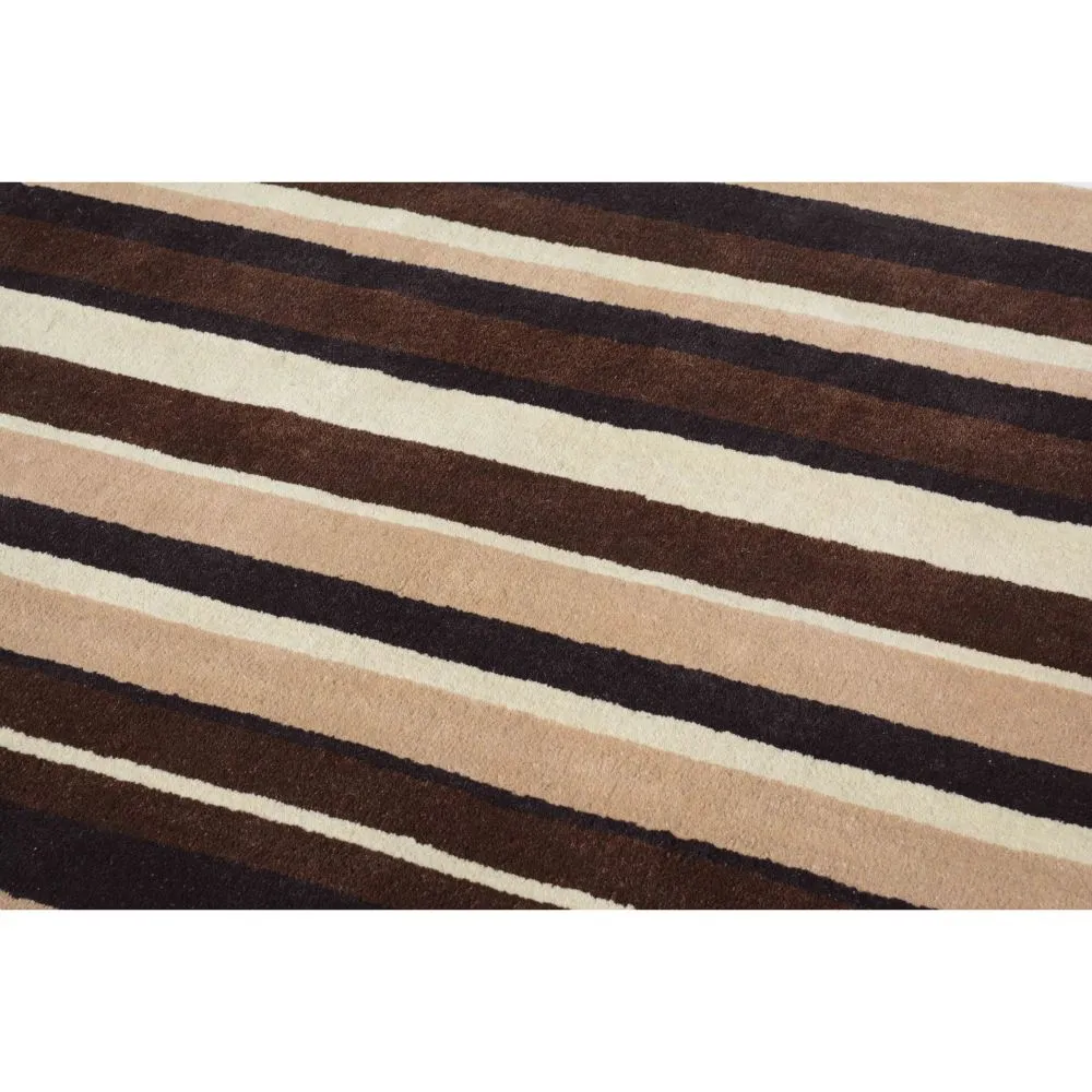Striped Shades Of Brown Tufted Area Carpet 2X5ft