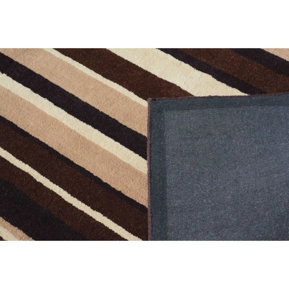 Striped Shades Of Brown Tufted Area Carpet 2X5ft