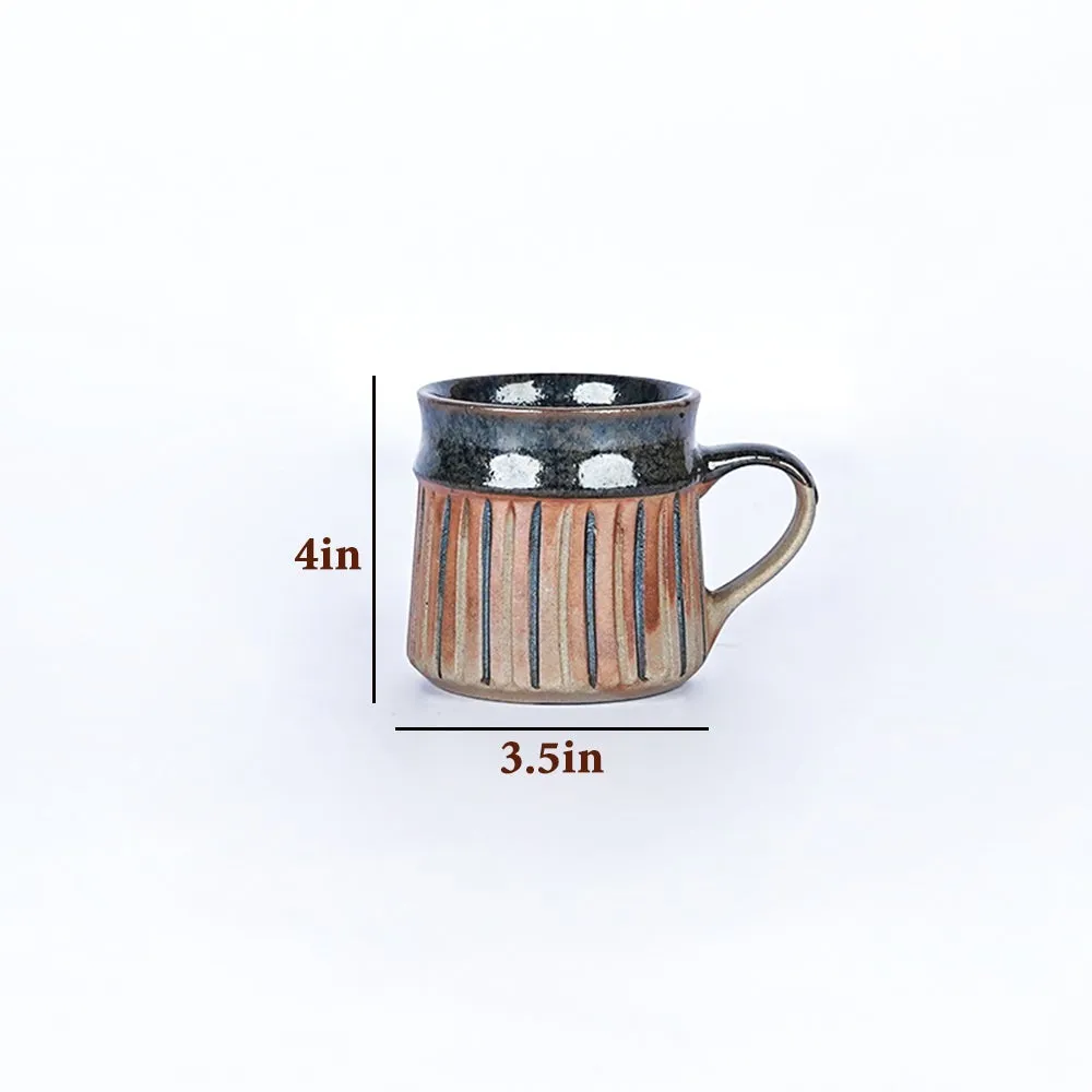 Stripped Patterned Ceramic Mugs Set of 6