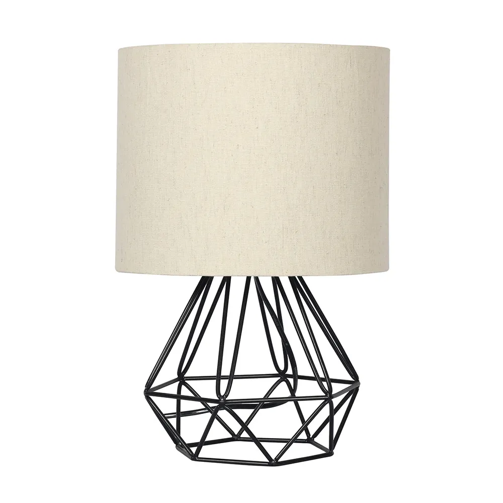 Strudy Black Metal Cage Table Lamp Shade