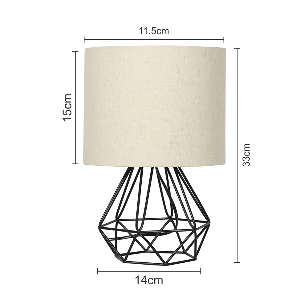 Strudy Black Metal Cage Table Lamp Shade