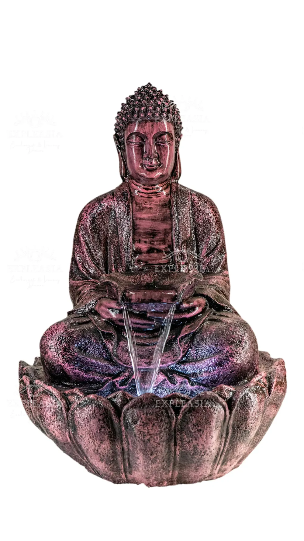 Stunning 2ft Bronze Lotus Buddha Water Fountain for Home