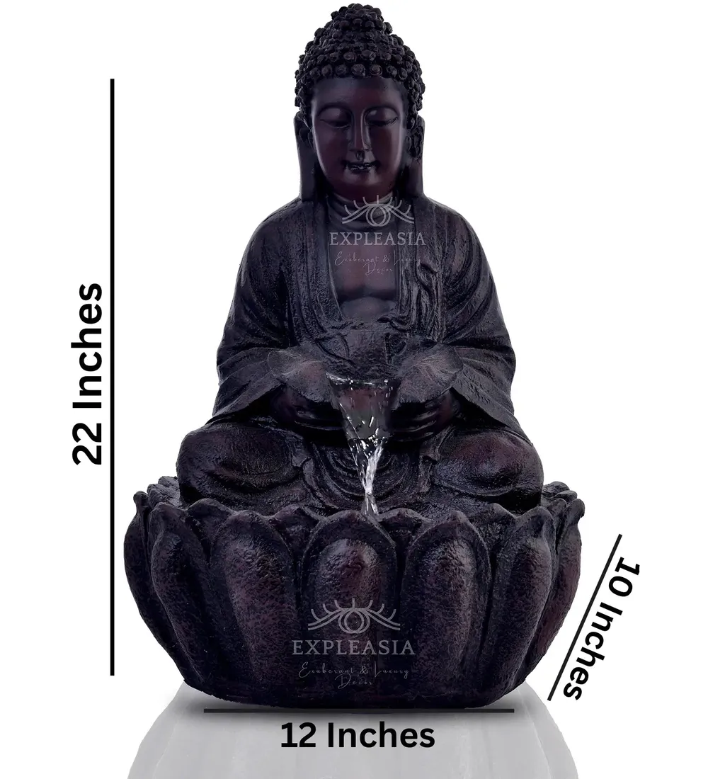 Stunning 2ft Brown Lotus Buddha Water Fountain for Home