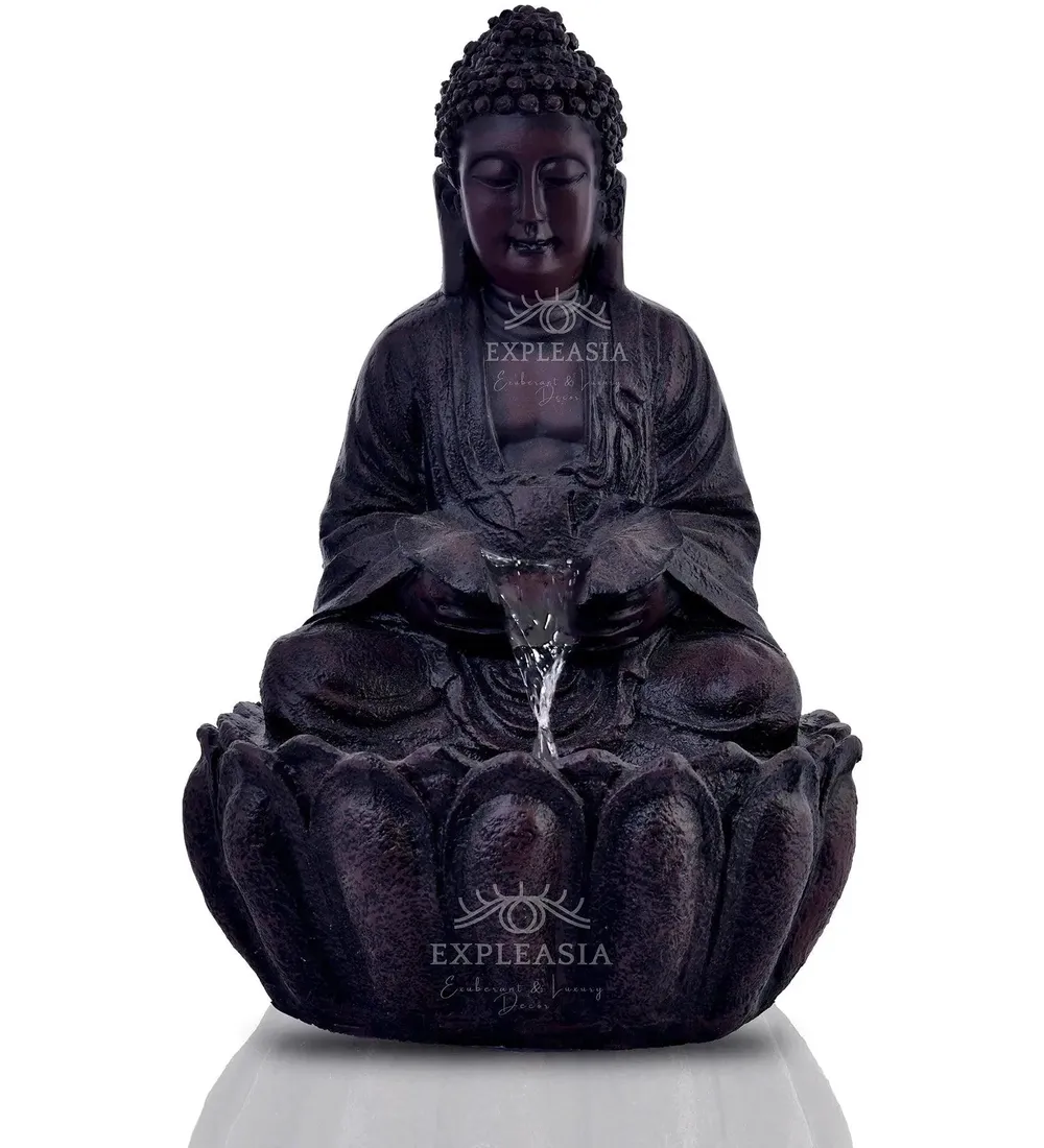 Stunning 2ft Brown Lotus Buddha Water Fountain for Home