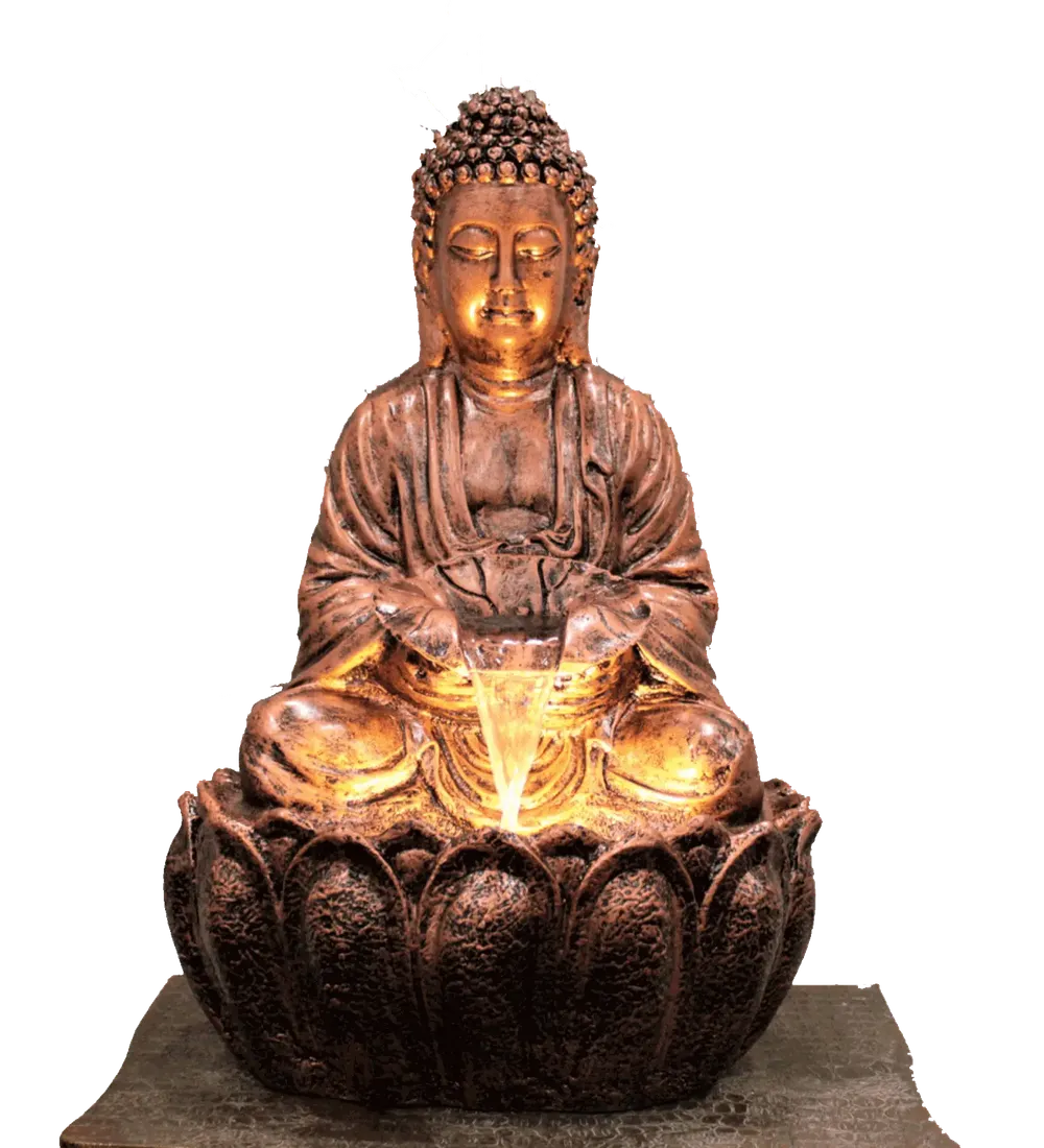 Stunning 2ft Copper Lotus Buddha Water Fountain for Home