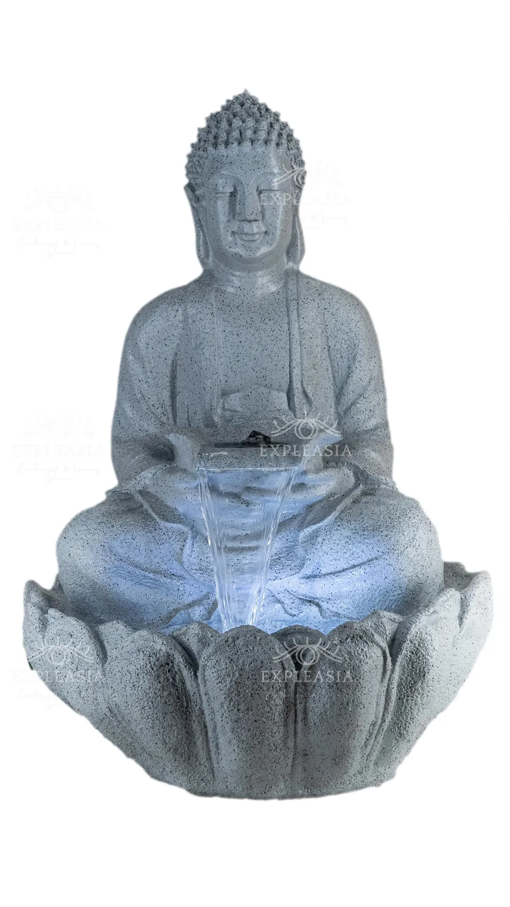 Stunning 2ft Grey Lotus Buddha Water Fountain for Home