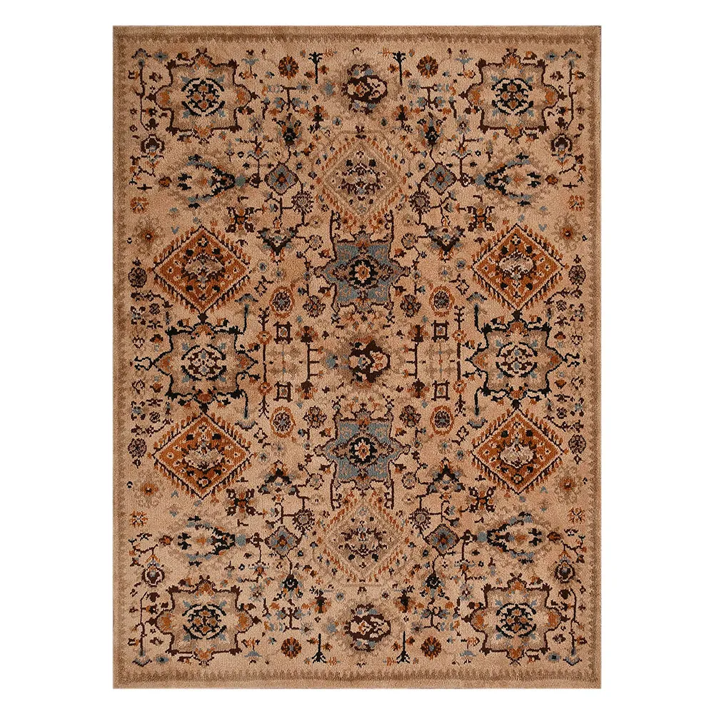 Stunning Beige Coloured Traditional Print Hand Tufted Polyester Carpet 2X5
