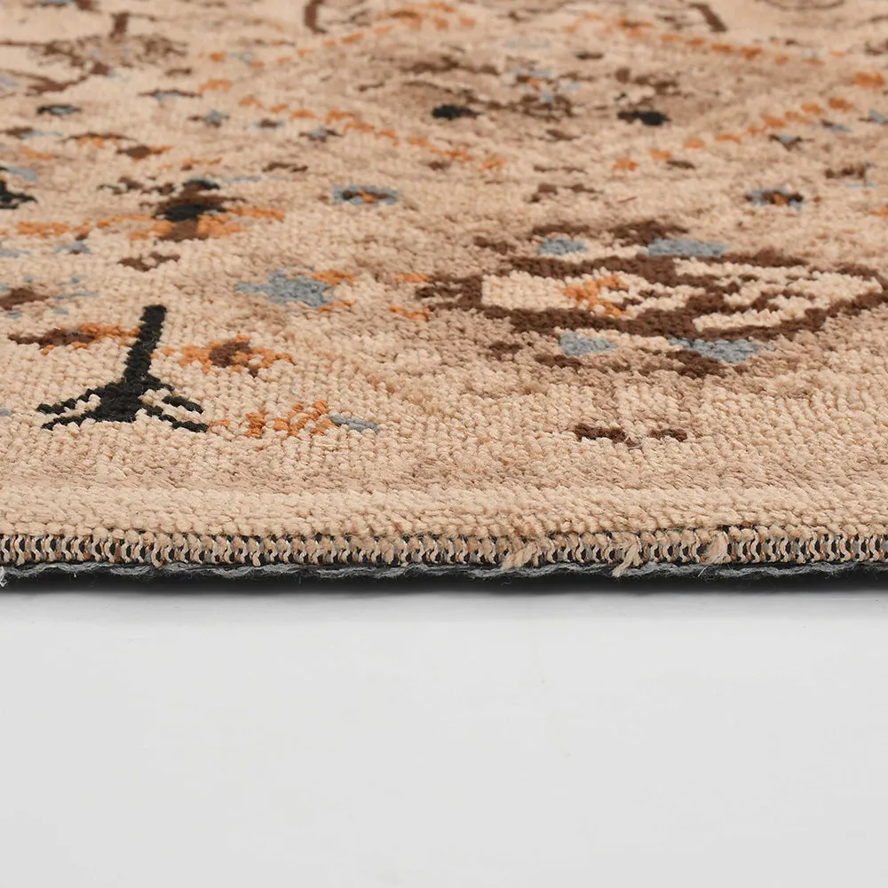Stunning Beige Coloured Traditional Print Hand Tufted Polyester Carpet 2X5