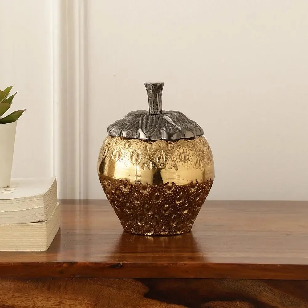 Stunning Berry Bliss Golden Decorative Box with Lid / Showpiece for Living Room