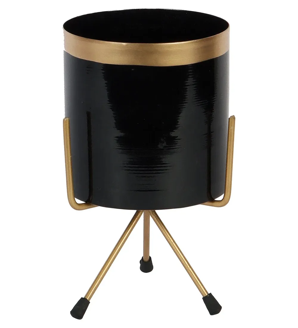 Stunning Black & Gold Designer Metal Planter Set of 3