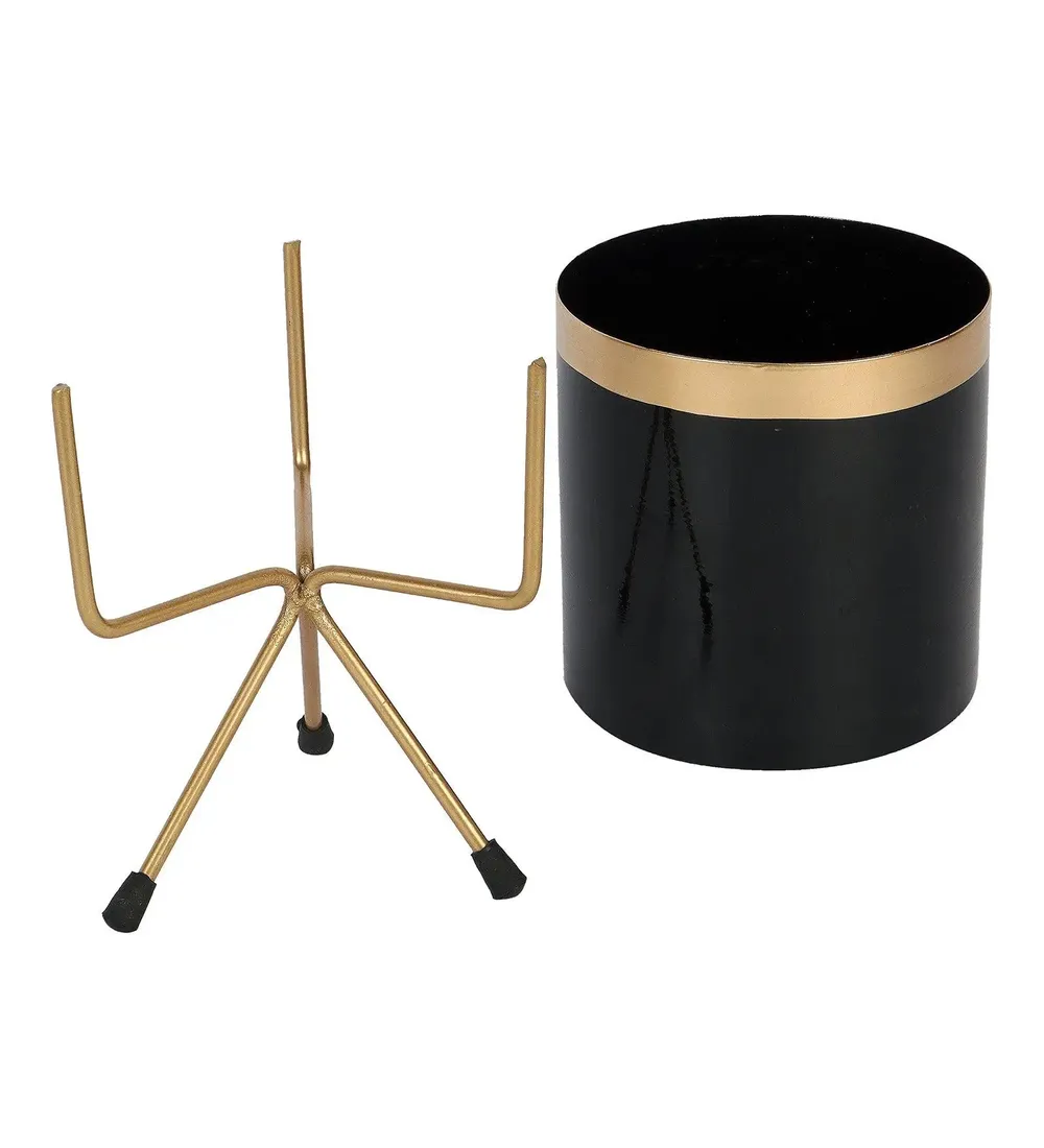 Stunning Black & Gold Designer Metal Planter Set of 3