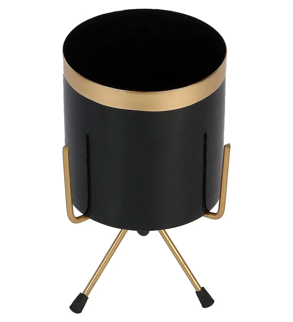 Stunning Black & Gold Designer Metal Planter Set of 3