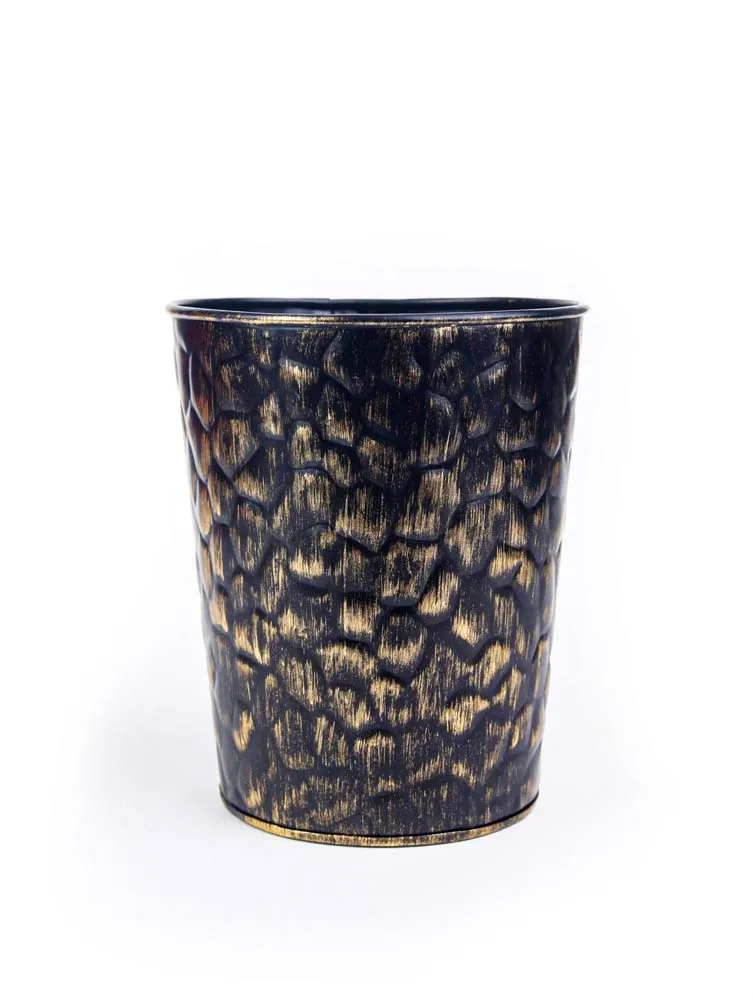 Stunning Black Stone Design Resilient Metal Plant Pot Set Of 1