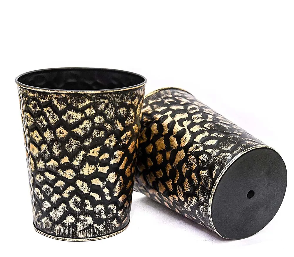 Stunning Black Stone Design Resilient Metal Plant Pot Set Of 1