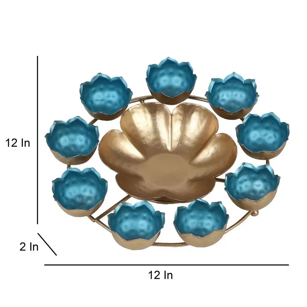 Stunning Blue & Gold Designer Crown Urli Bowl