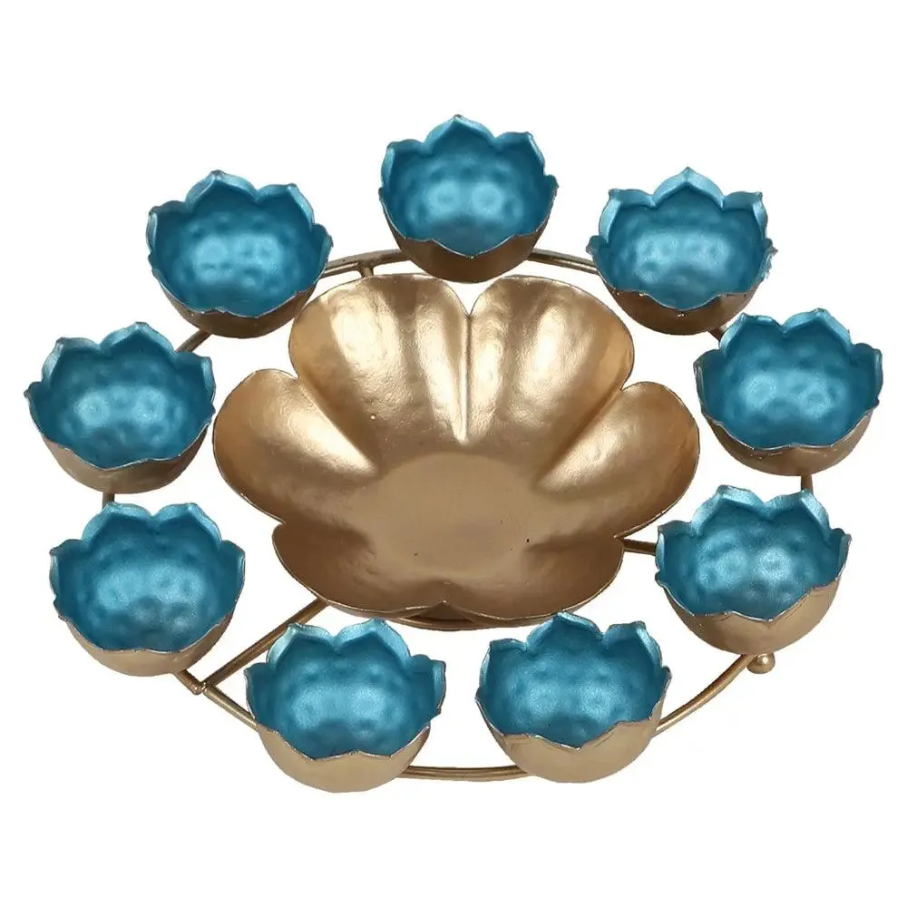 Stunning Blue & Gold Designer Crown Urli Bowl