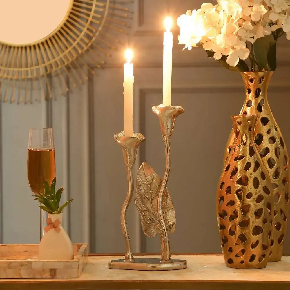 Stunning Double Candle Holder (Silver)