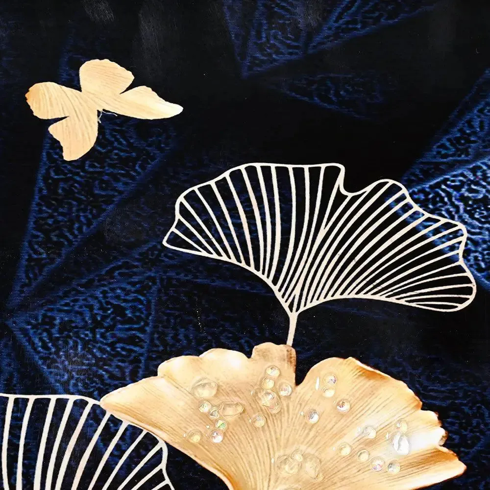 Stunning Flowers Along the Way Crystal Glass Art Wall Painting- Golden Frame