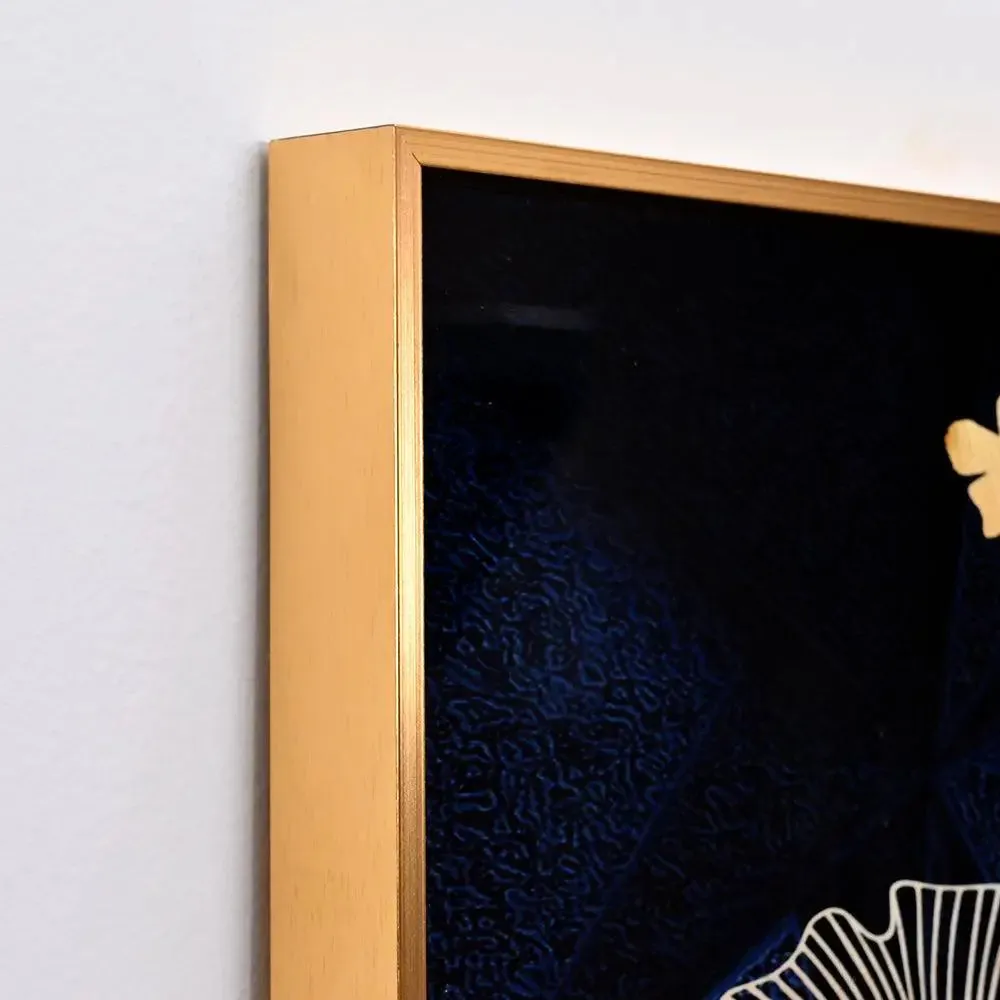 Stunning Flowers Along the Way Crystal Glass Art Wall Painting- Golden Frame