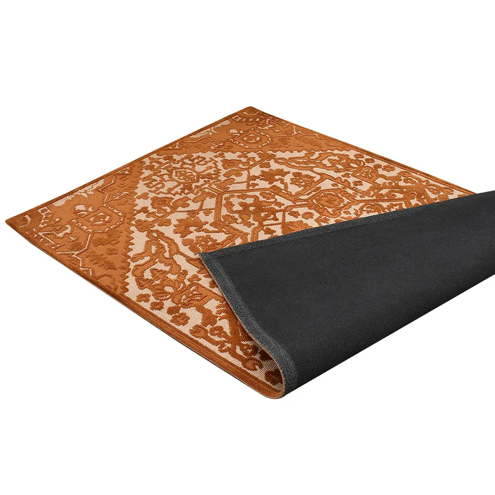 Stunning Gold and Beige Traditional Print Hand Tufted Polyester Carpet 2X5