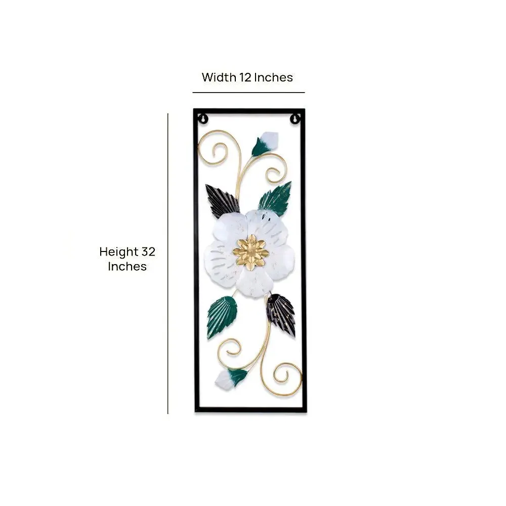 Stunning Handmade Floral Art Metal Wall Decor (White and Green)