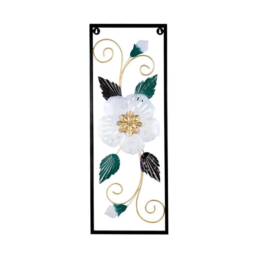 Stunning Handmade Floral Art Metal Wall Decor (White and Green)