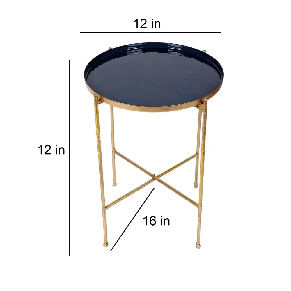 Stunning Metallic Grey & Gold Foldable Side Table Set of 2