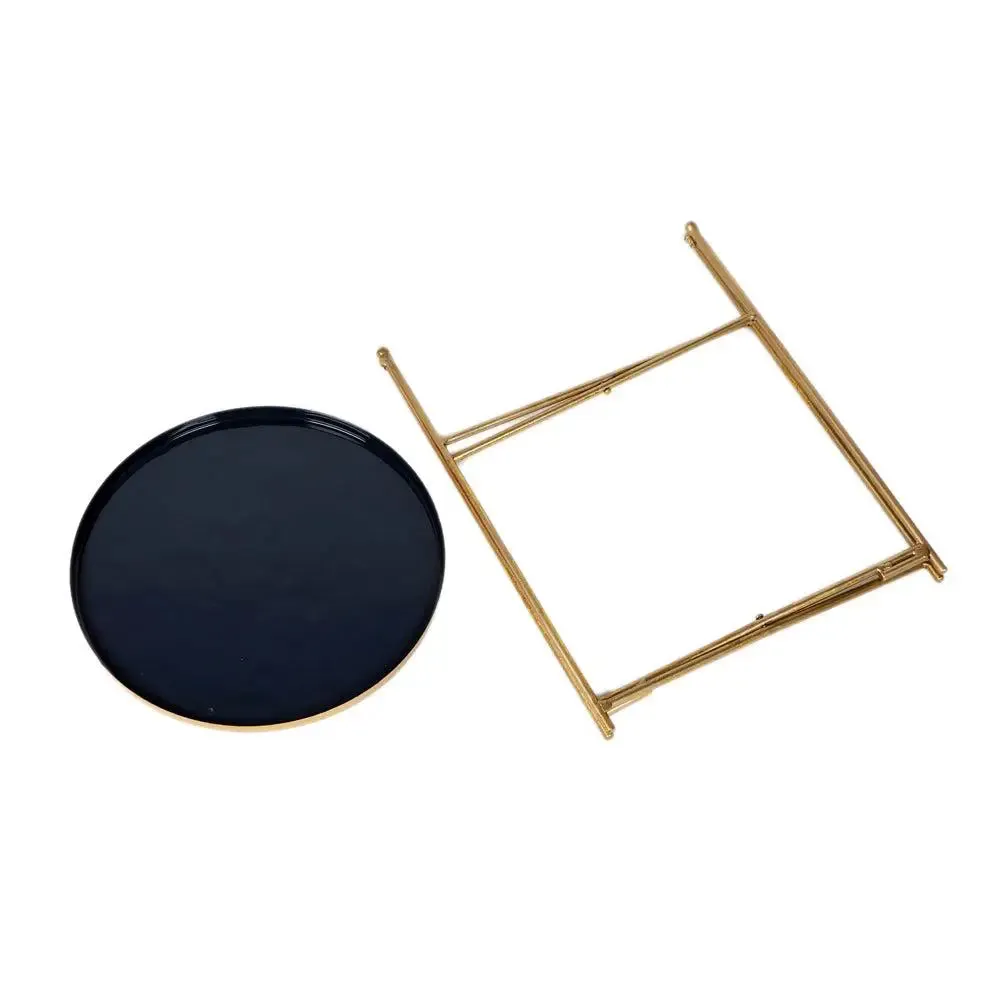 Stunning Metallic Grey & Gold Foldable Side Table Set of 2