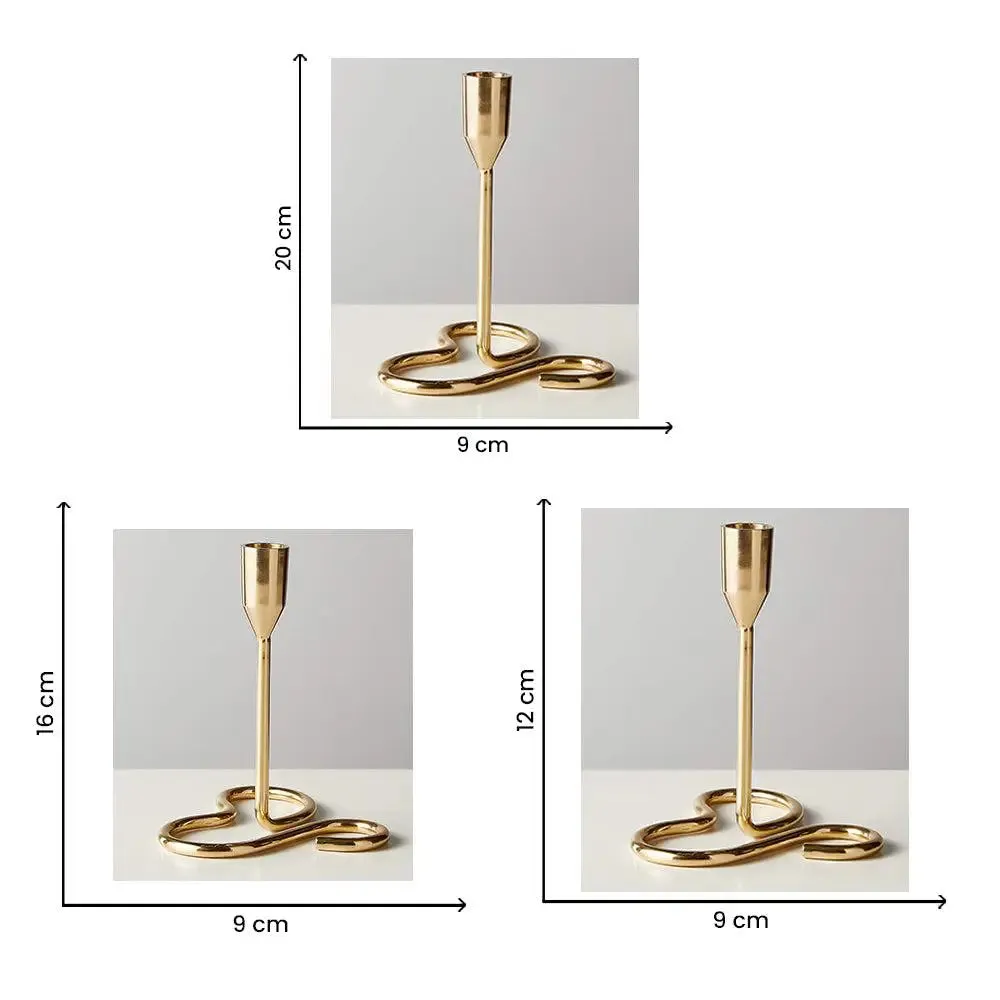 Stunning Metallic Taper Candle Holders with Sturdy Base (Set of 3)