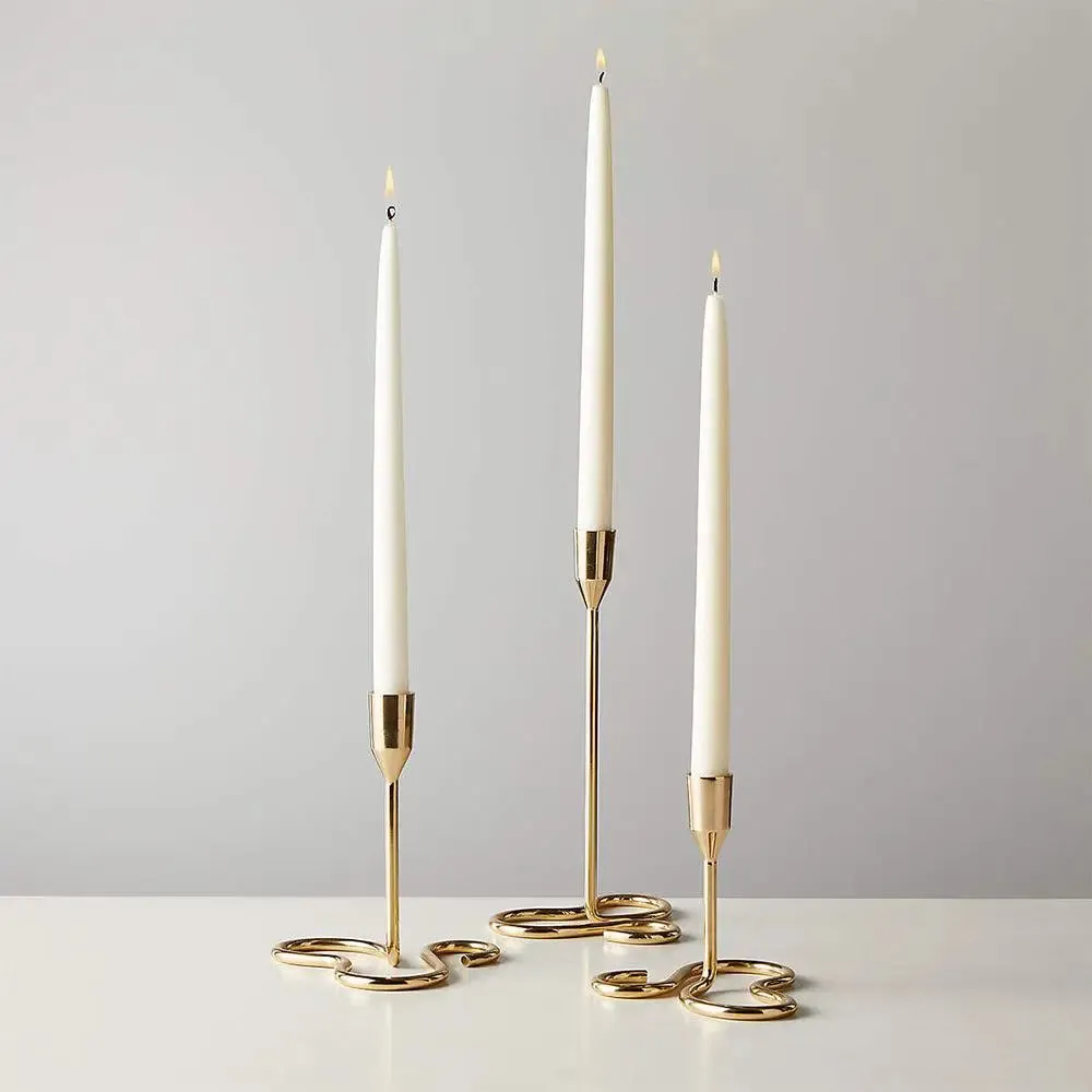 Stunning Metallic Taper Candle Holders with Sturdy Base (Set of 3)