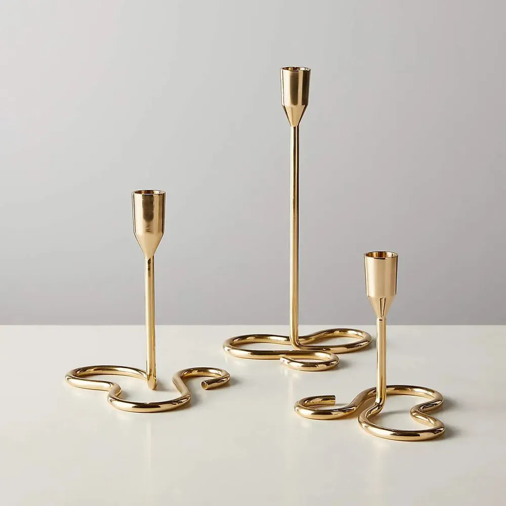 Stunning Metallic Taper Candle Holders with Sturdy Base (Set of 3)