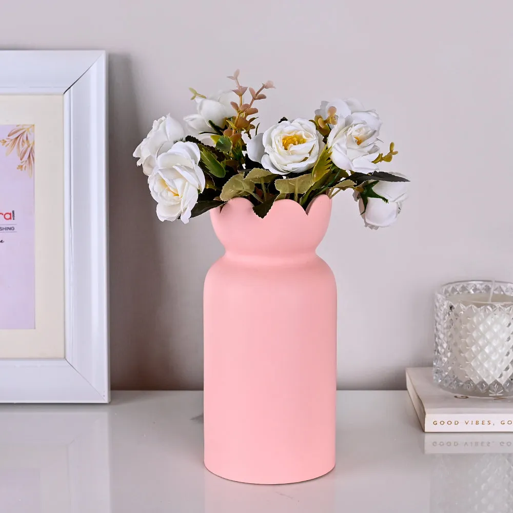 Stunning Mid-size Gift Wrap Shaped High-quality Ceramic Flower Vase (Available in Multiple colors) Pink