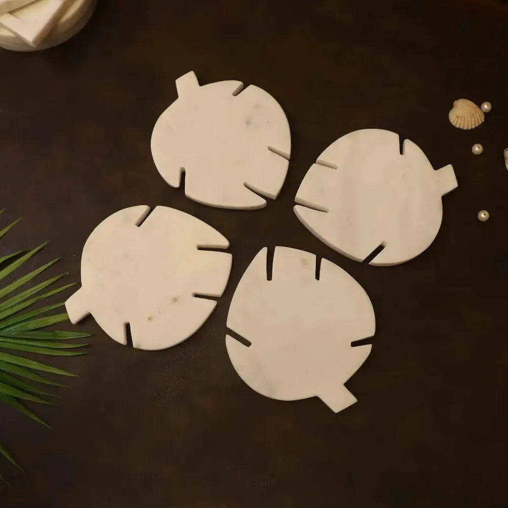 Stunning Premium Marble Ivory Coaster Set