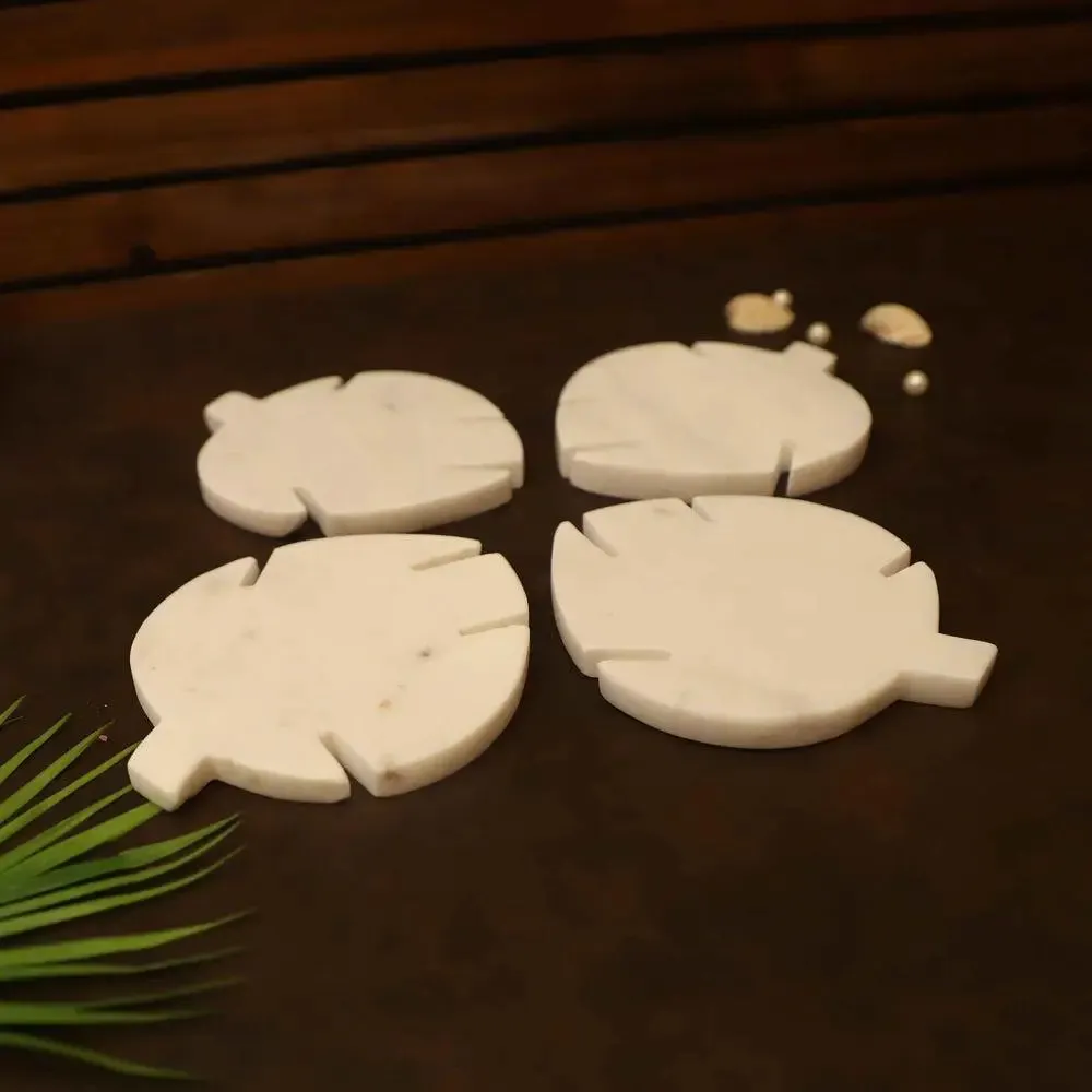 Stunning Premium Marble Ivory Coaster Set