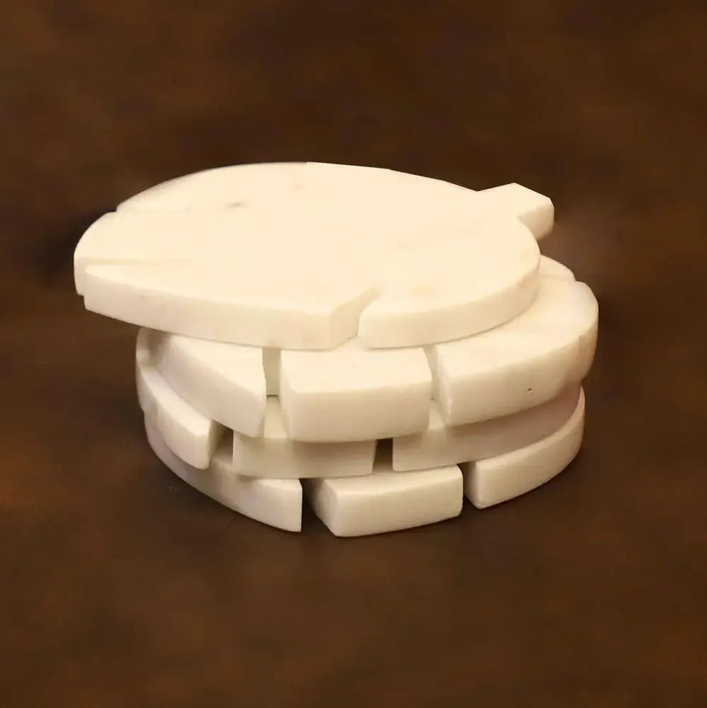 Stunning Premium Marble Ivory Coaster Set