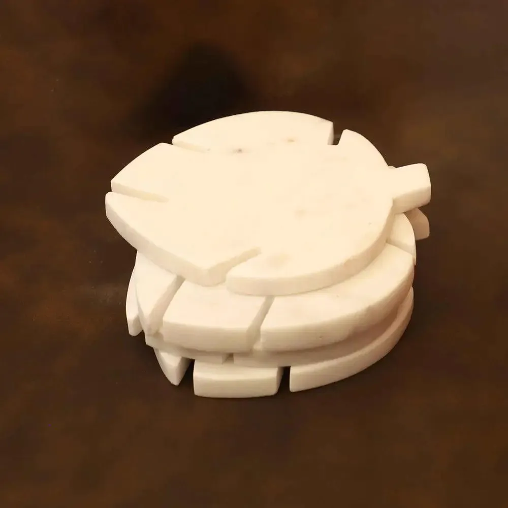 Stunning Premium Marble Ivory Coaster Set