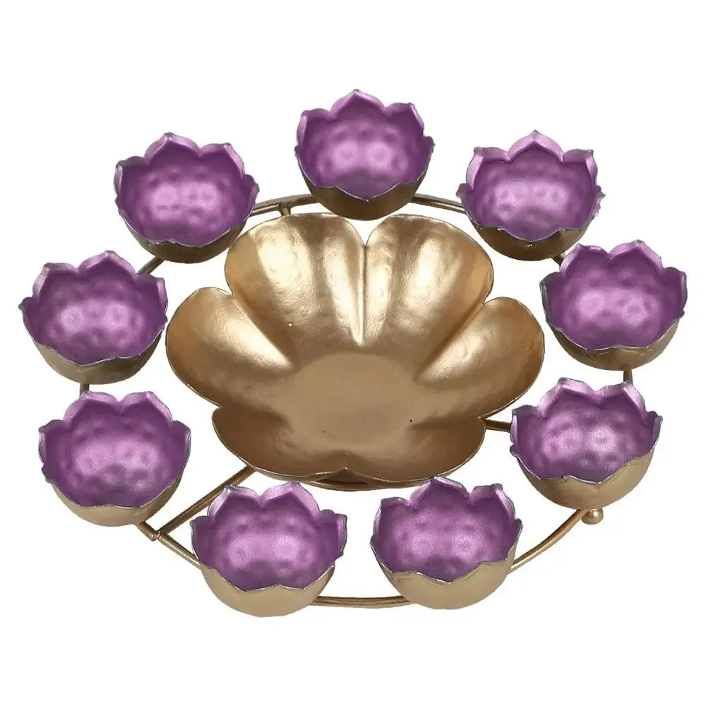 Stunning Purple & Gold Designer Crown Urli Bowl