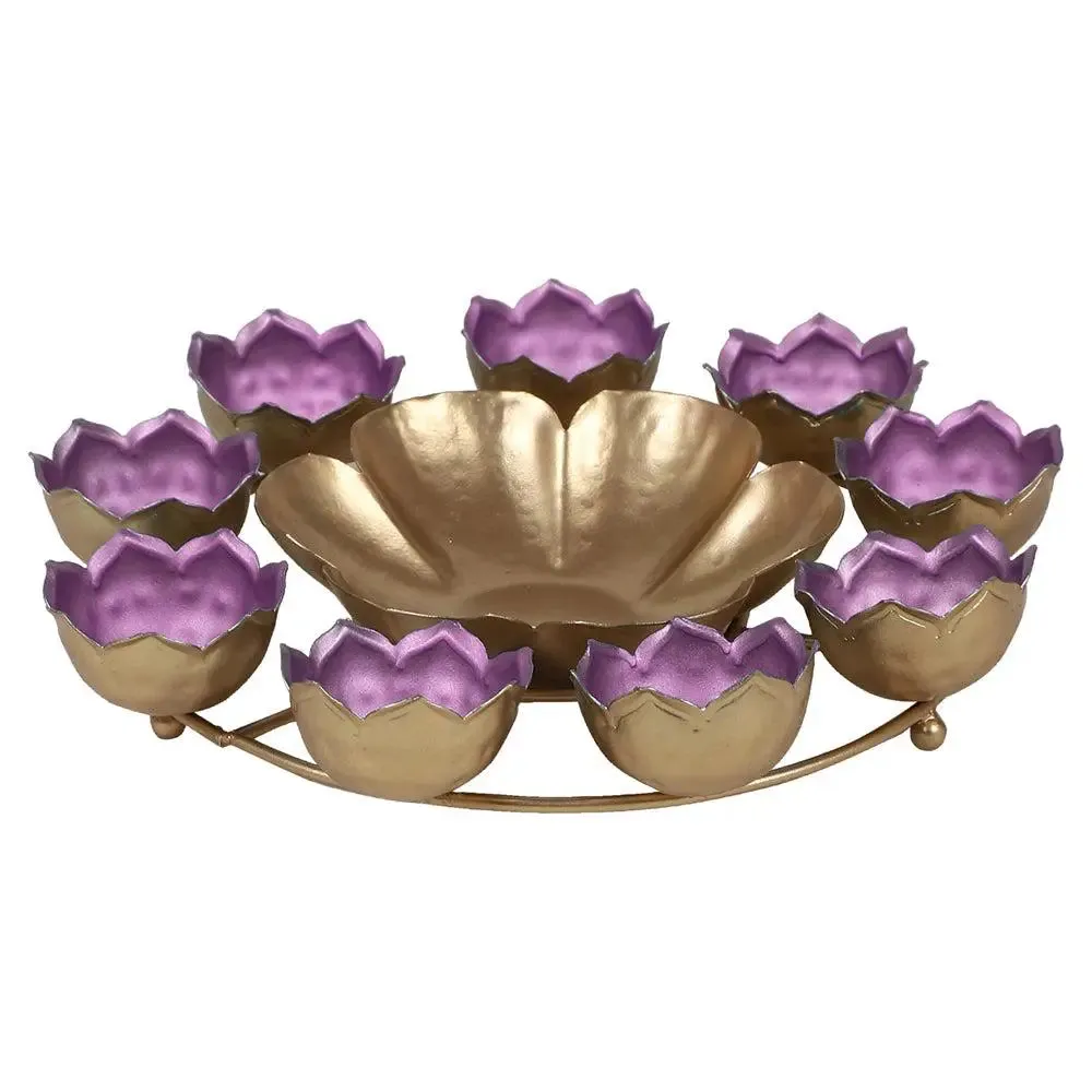 Stunning Purple & Gold Designer Crown Urli Bowl