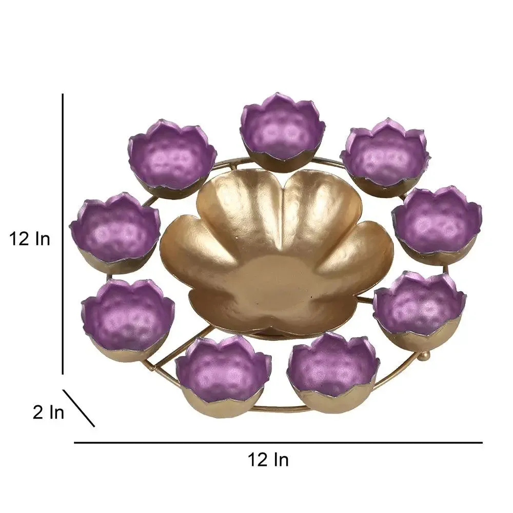 Stunning Purple & Gold Designer Crown Urli Bowl