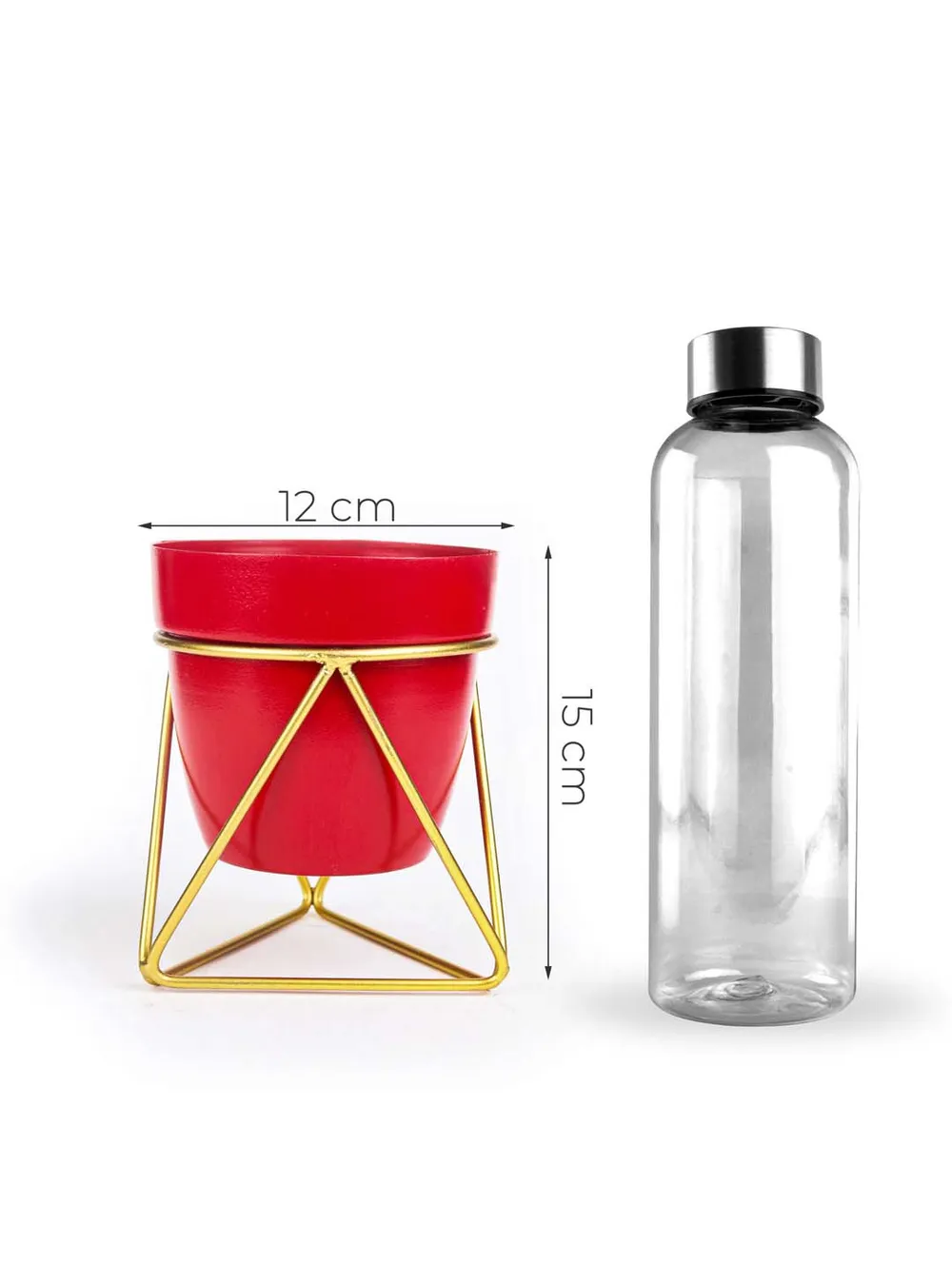 Stunning Red and Gold Resilient Metal Plant Pot Set Of 1 Single Piece