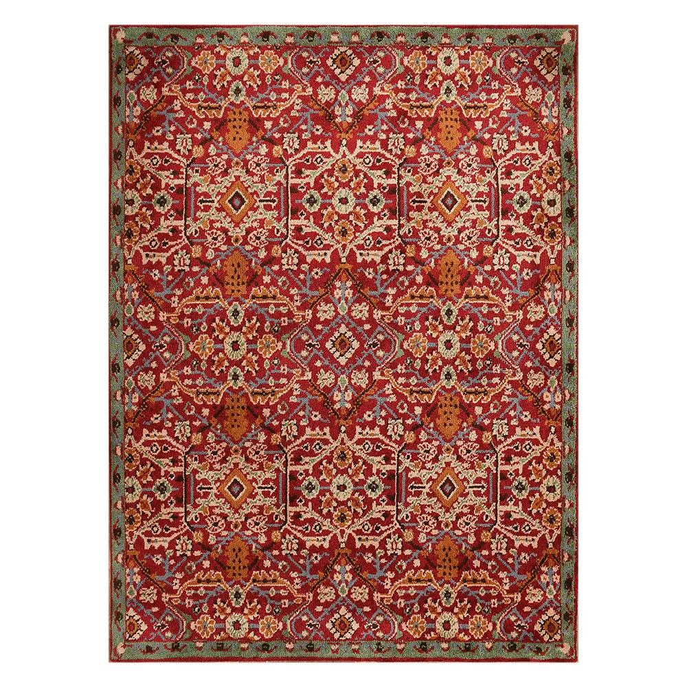 Stunning Red and Gold Traditional Print Hand Tufted Polyester Carpet 2X5