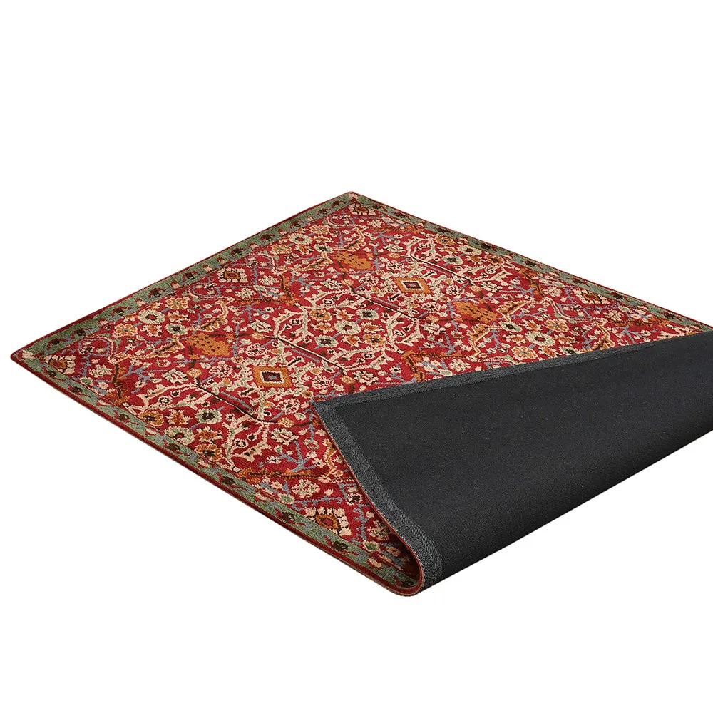Stunning Red and Gold Traditional Print Hand Tufted Polyester Carpet 2X5