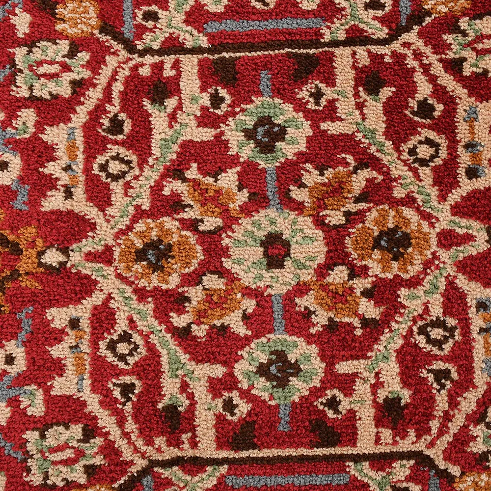 Stunning Red and Gold Traditional Print Hand Tufted Polyester Carpet 2X5