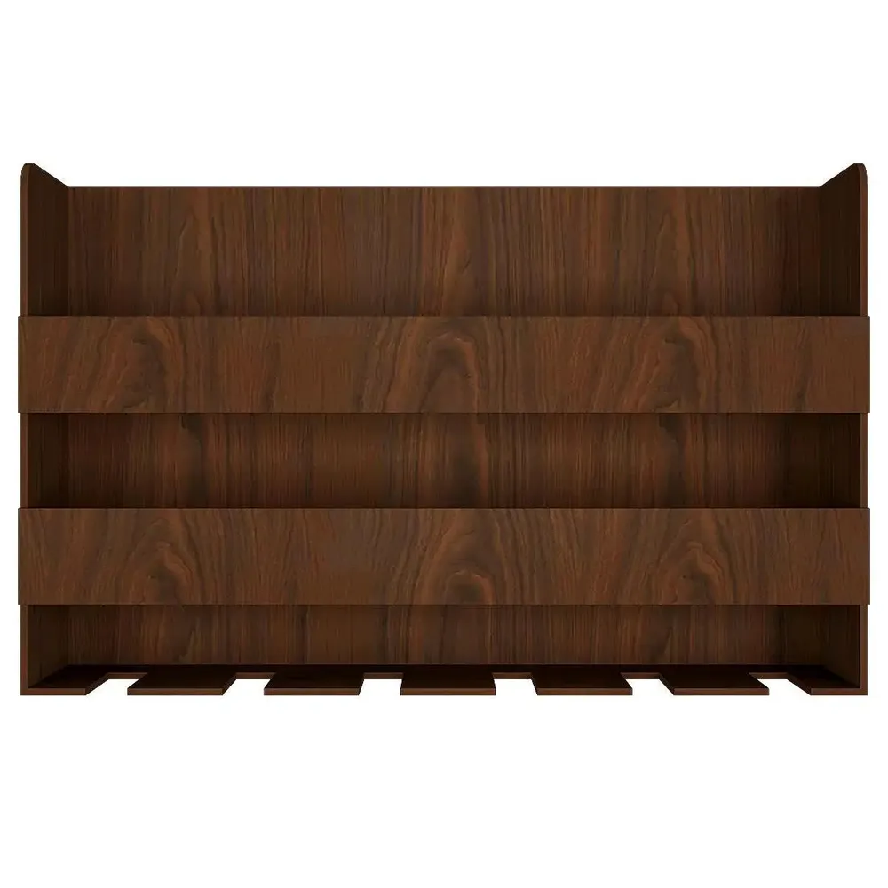 Sturdy Backlit Wooden Bar Wall Shelf / Mini Bar Cabinet (Walnut Finish)